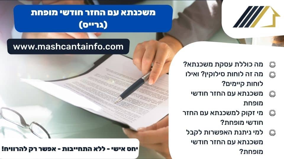 משכנתא עם החזר חודשי מופחת (גרייס)